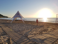 bedrukte tent met sponsors