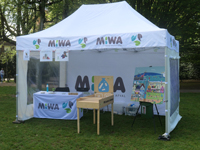 Bedrukte promotietent voor MiWa.