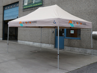Afneembare banner (4 zijden) voor De Pompoenerie (tent van 3x4,5 m)