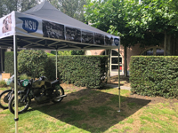 Haarscherpe bedrukking op de afneembare banner voor NSU Classic Racing