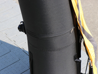 Detailbeeld van het X-frame in Dacron kwaliteitsstof