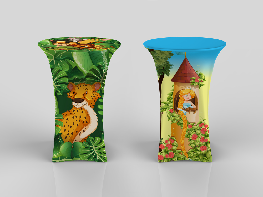 TecTronic stretchhoes feesttafel: safari dieren en raponsje print