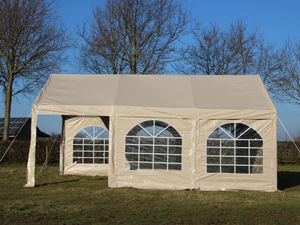 Professionele partytent met sterke PVC zeilen (op de foto een model van 4x6 meter)