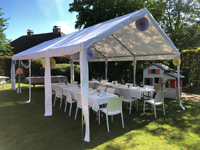 Tent 4 meter met 2 rijen tafels