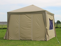 Partytent 3x3 met beige dakzeil en zijwand in zandkleur