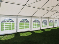 Prachtige en sterke PVC feesttent 6x12 m met 6 boogramen per zijwand
