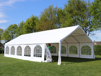 Sterke pvc partytent 6x12 met afneembare zijwanden van 2 meter