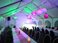 Professionele pvc partytent 6x12 in gebruik, verhuurd door WDM Events