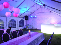 Feesttent 6x12 pvc in gebruik, verhuurd door WDM Events