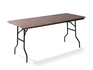 Stevige klaptafel met houten blad en aluminium onderstel