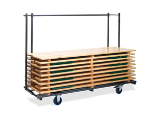 Stalen transportkar voor 10 complete biertafelsets of voor 20 klaptafels van 220 cm