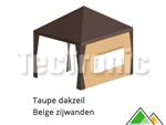 Taupe dakzeil en beige zijwanden