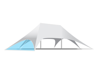 Panoramisch raam met rits voor de korte zijde van een twin stertent