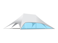 Panoramisch raam met ritsen voor de lange zijde van een twin stertent