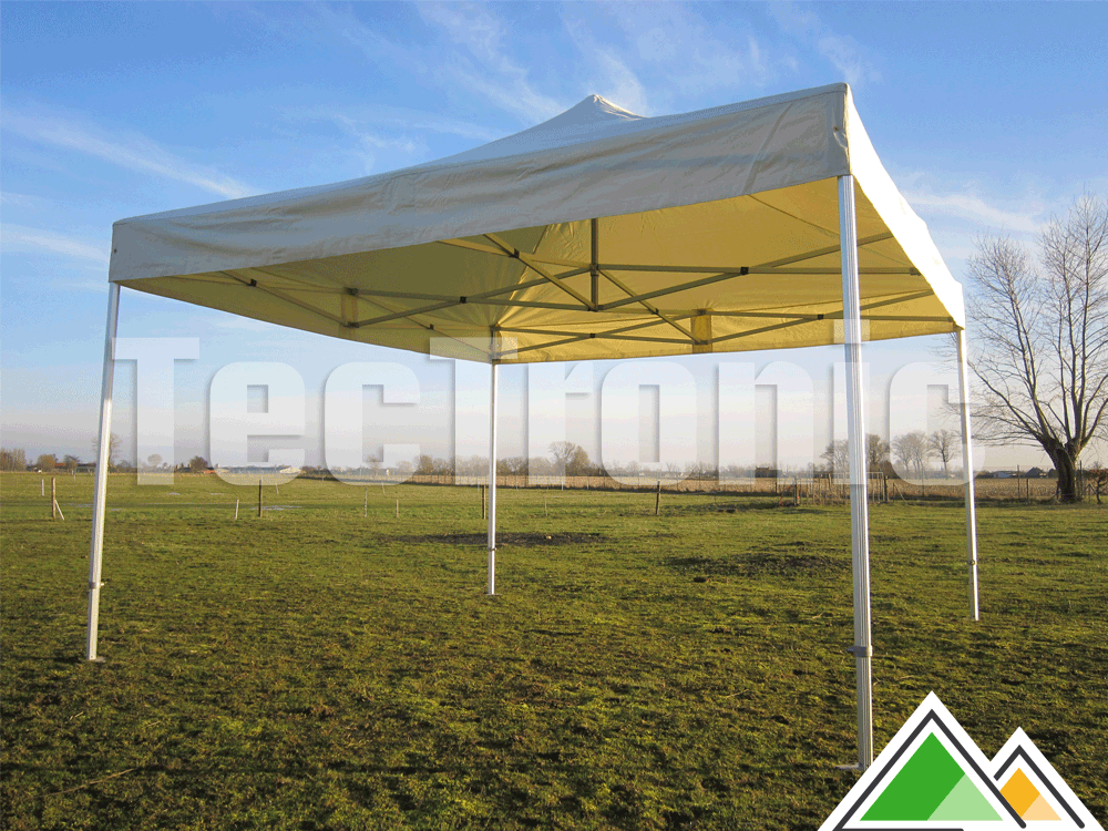 Partytent van 4x4 m met accordeon structuur. Opgezet in 1 minuut!