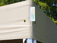 PVC vouwtent 3x3 met sterke lussen op de hoeken van het dak voor het eenvoudig aanbrengen op het frame