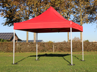 Professionele plooitenten 3x3 meter in de kleuren rood, wit, zwart & blauw
